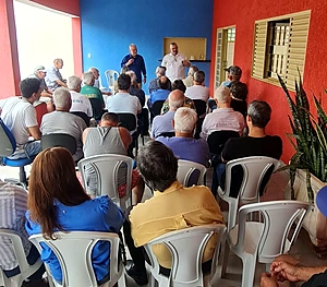 Henrique Trigueiro e Victor Costa durante palestra em Fronteira